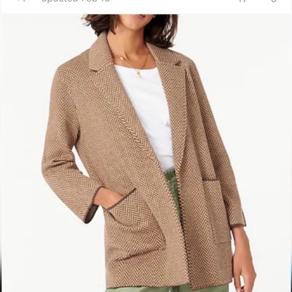 Sophie open-front sweater-blazer in chevron J. Crew Size S